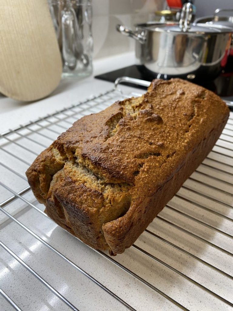 Almond Banana Bread on Cooling Rack